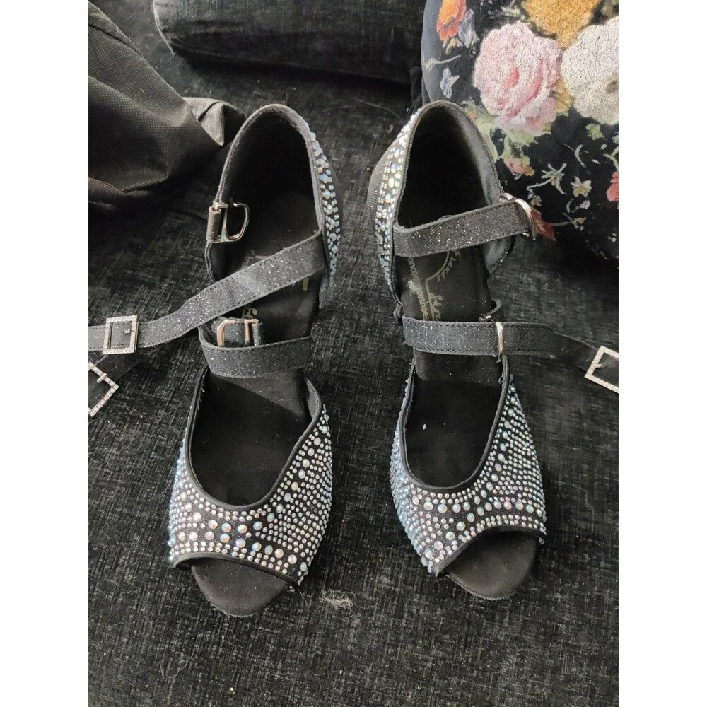Black crystal dance shoes (sz6)